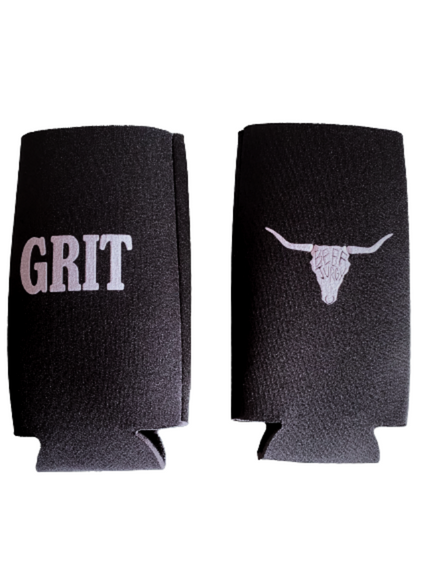Beef Jurgy Logo Grit Slim Can Cooler